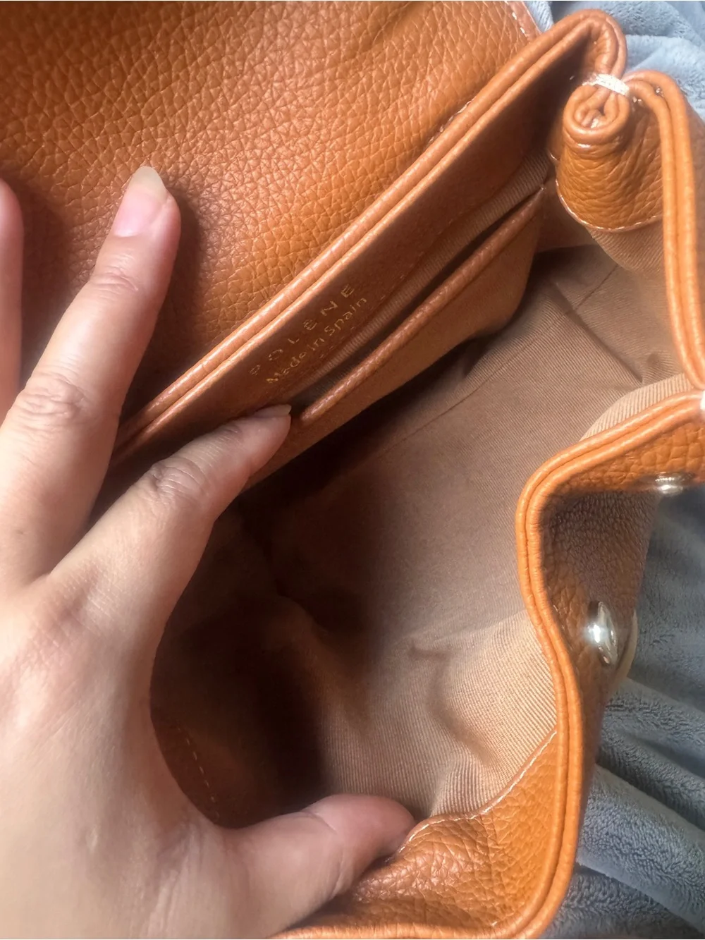 Two-Tone Tan  Leather Crossbody Bag